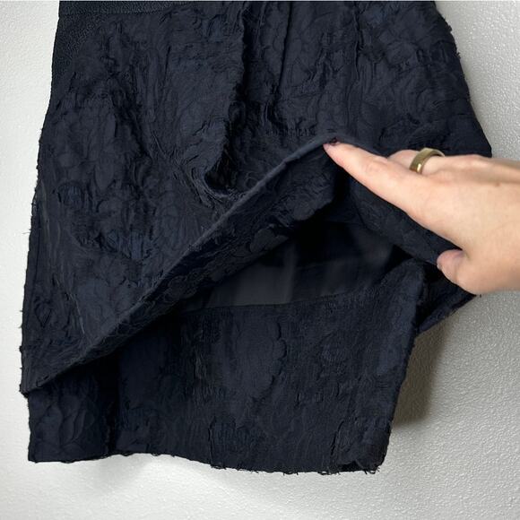 H&M Black Tiered Burnout Jacquard Weave Lace Pockets Back Zip Mini Skirt 8 - Picture 3 of 10